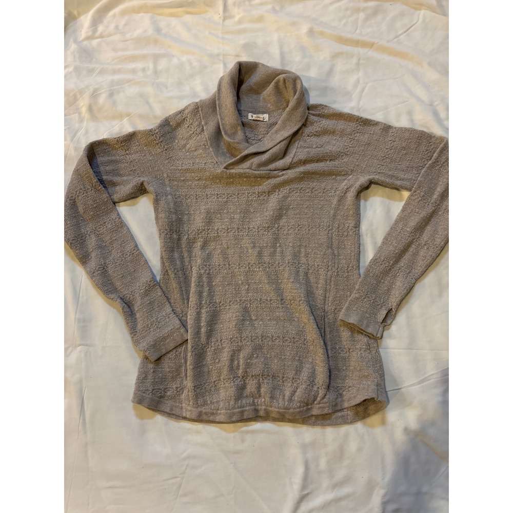 Telluride Clothing Co Pullover Womens M Oatmeal Excellent Shawl Neck Thumbhole